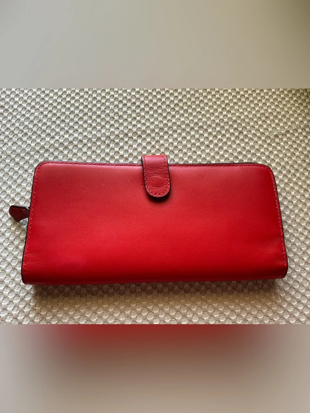 Coach Red Leather Continental Wallet with Gold Logo